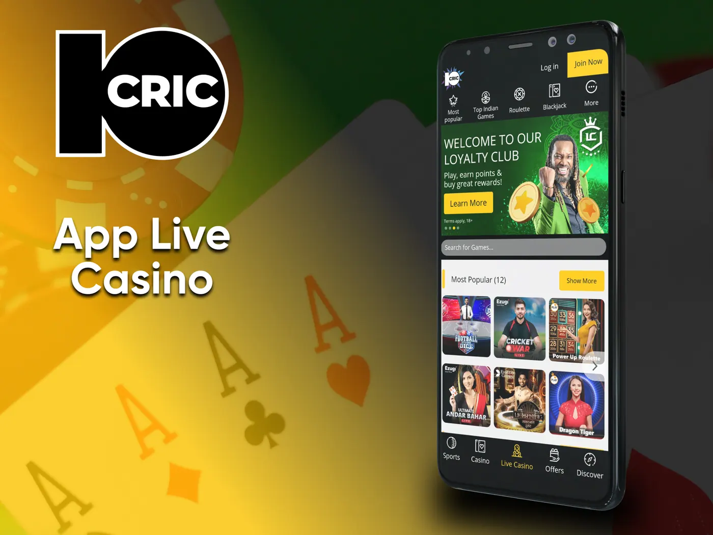 Play live casino from 10cric.
