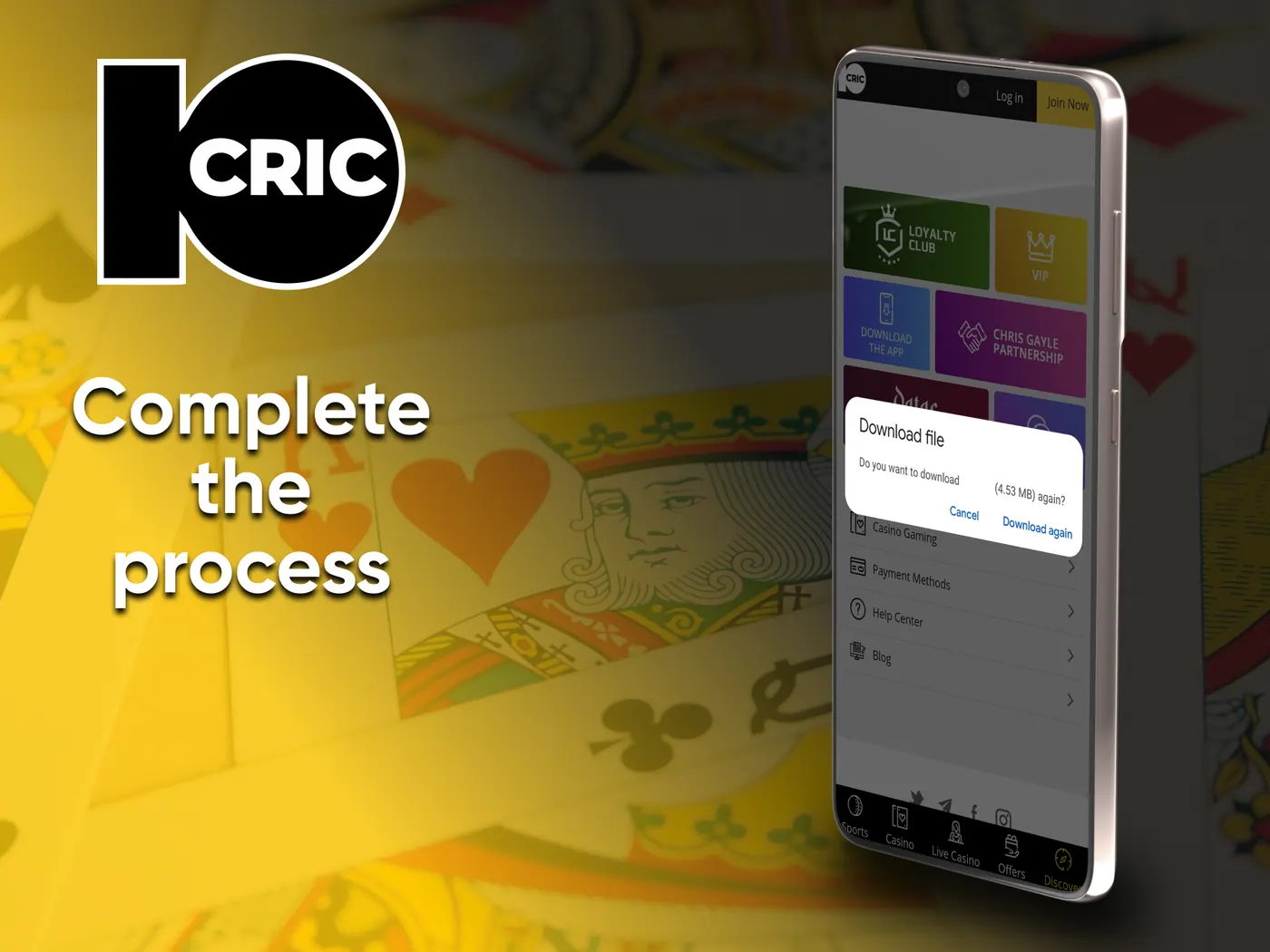 Install the application for casino games from 10Cric.