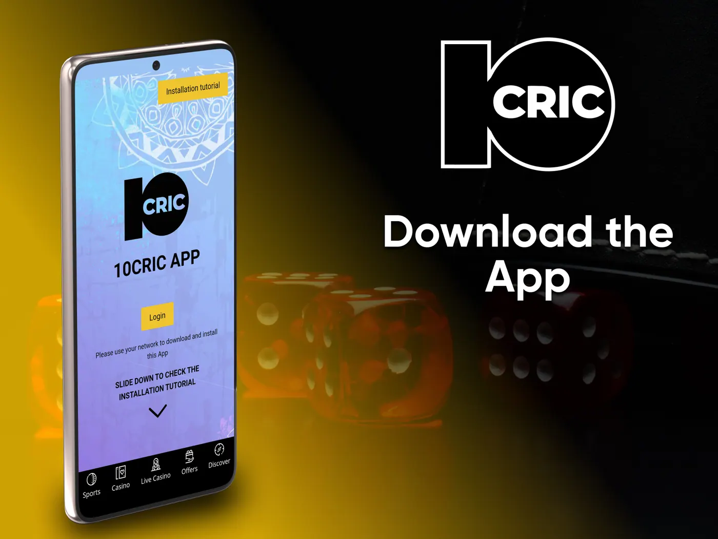 Install a casino from 10Cric on your device.
