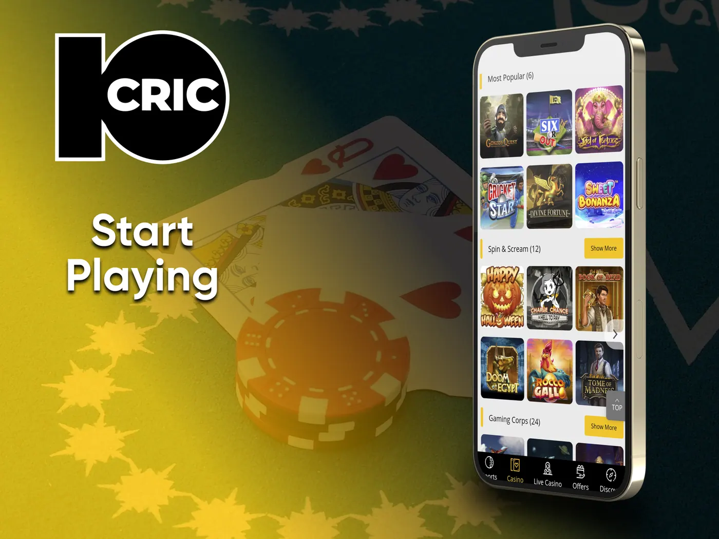 Play casino from 10Cric on your device.
