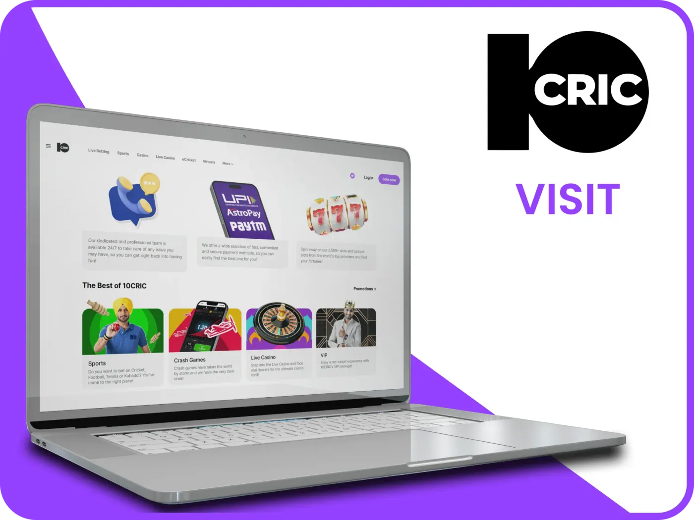 Opening the 10Cric casino site.