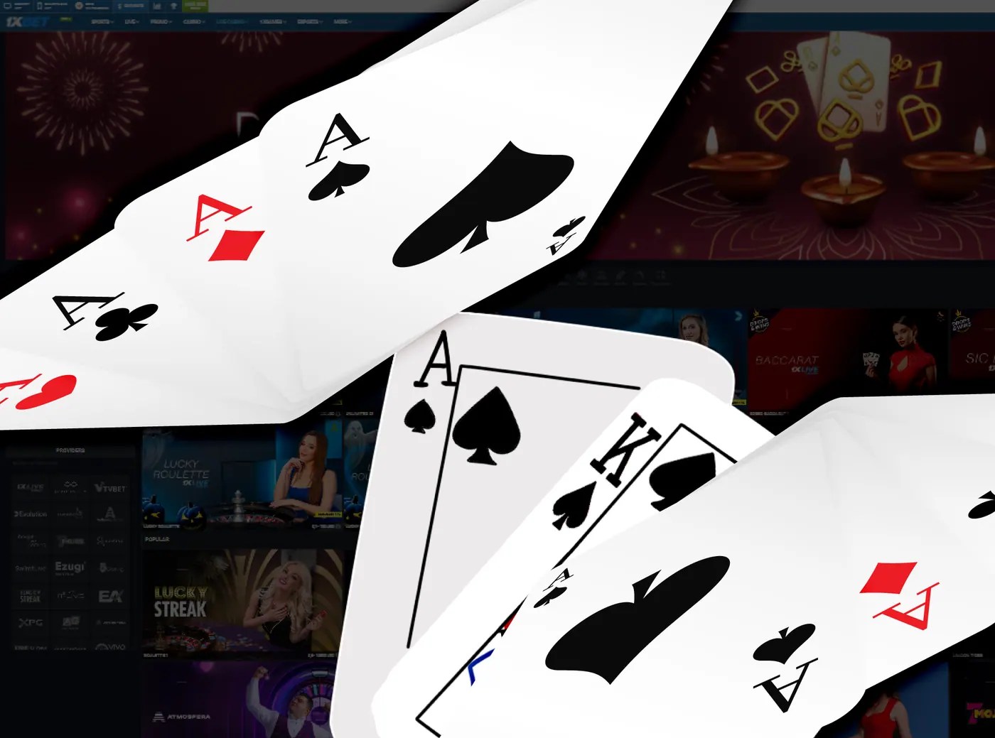 Live blackjack table at an online casino.