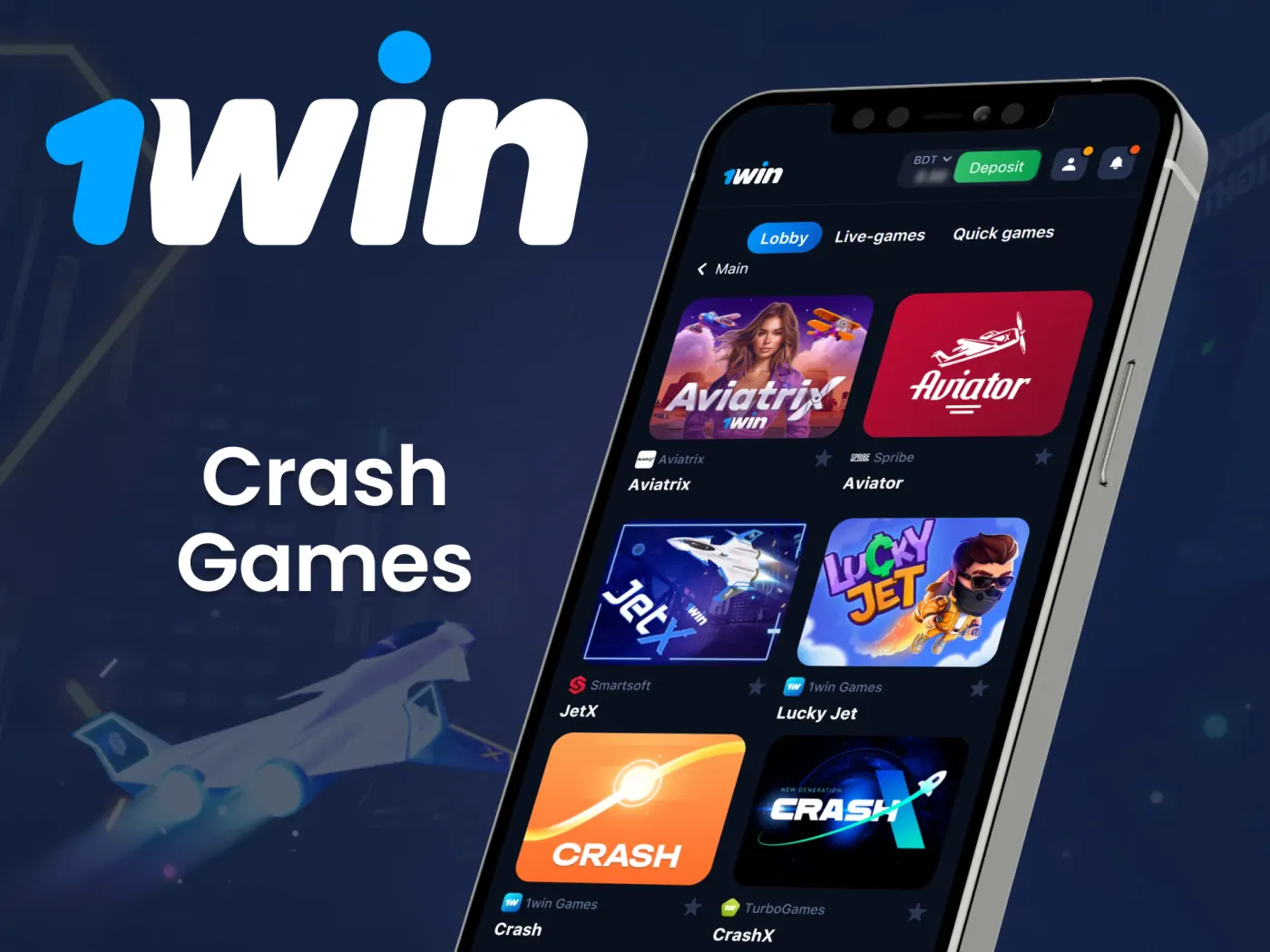 Experience the thrill of crash games on the 1Win app.