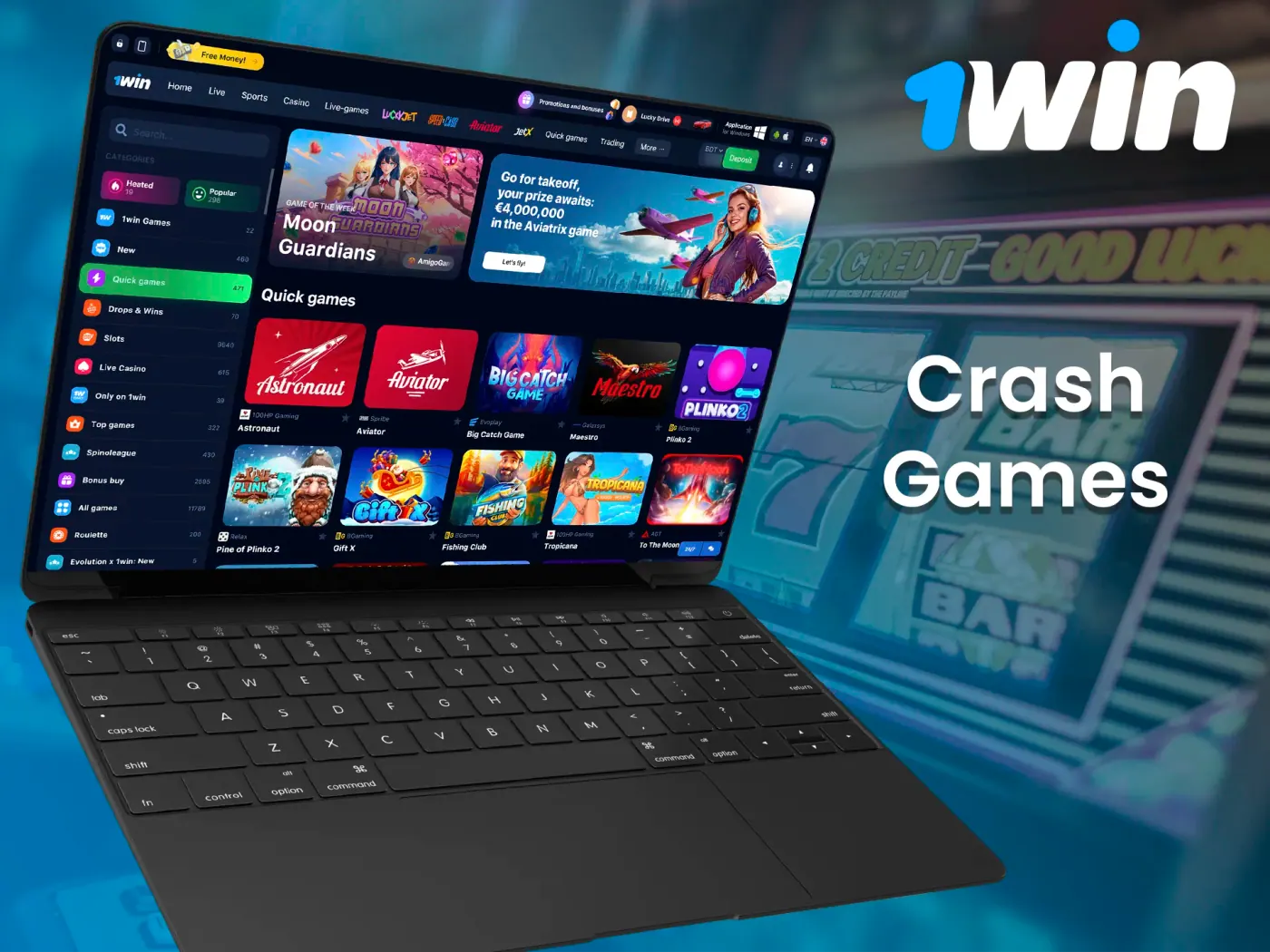 Play crash games with a dynamic gameplay at 1Win.