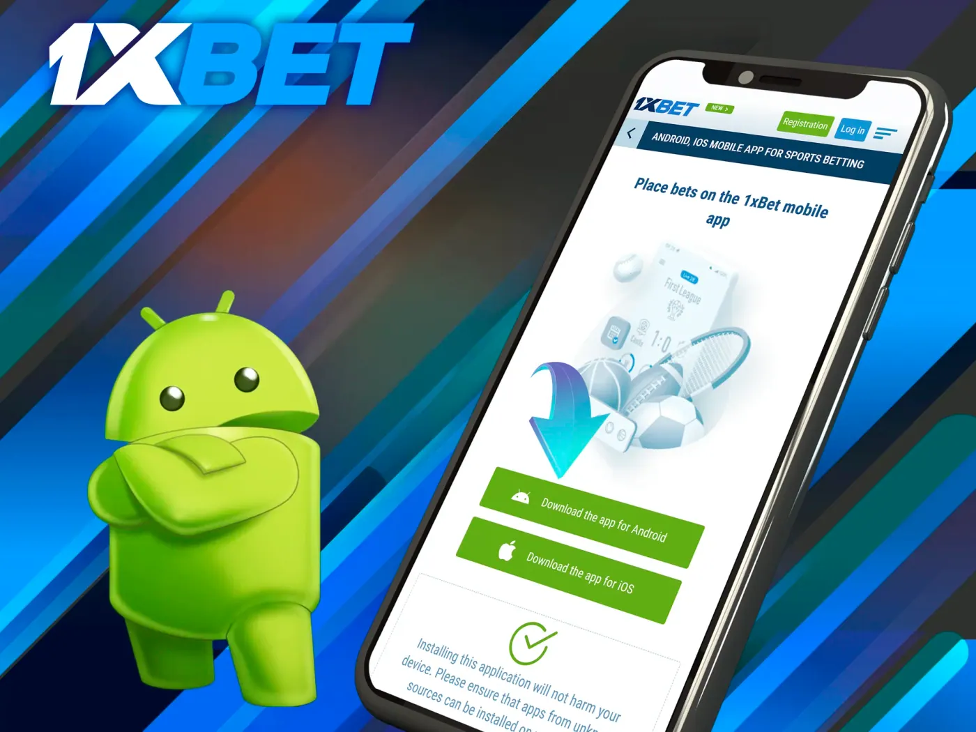 Choose Android to access the 1xBet app download page.