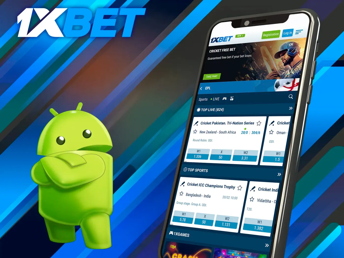 Visit the official 1xBet website using a mobile browser.