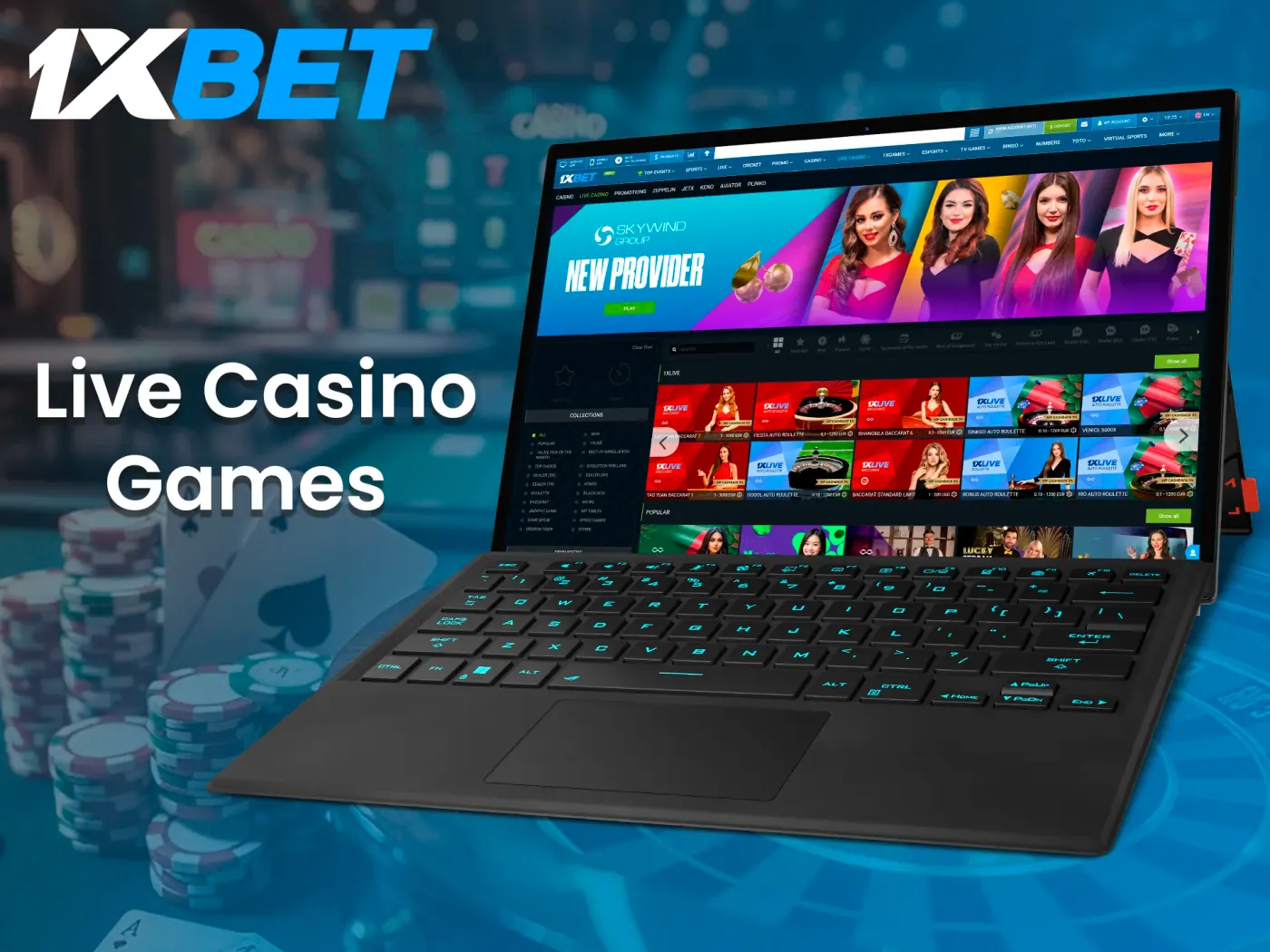 Try to play the best live casino games at 1xBet website.