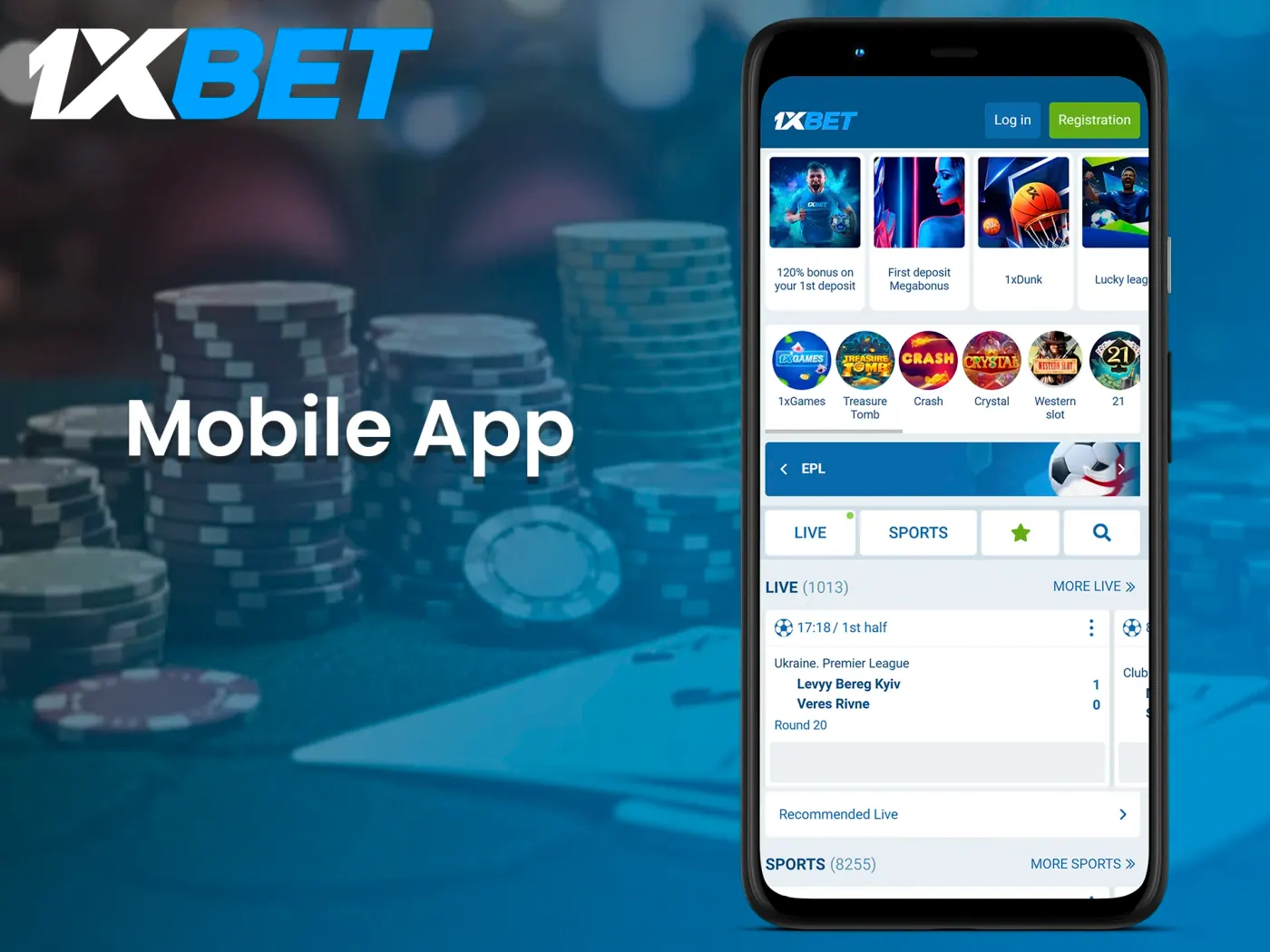 With 1xBet mobile app, you can play your favourite games anywhere.