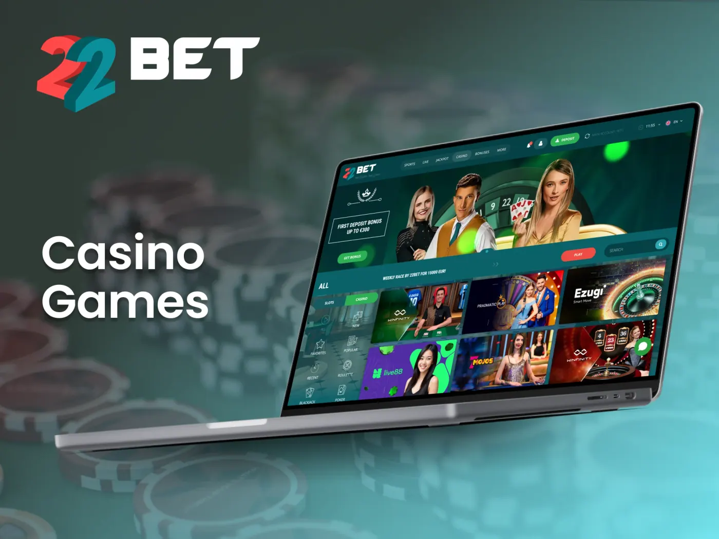 Find your favorite casino games or explore new ones at 22Bet.