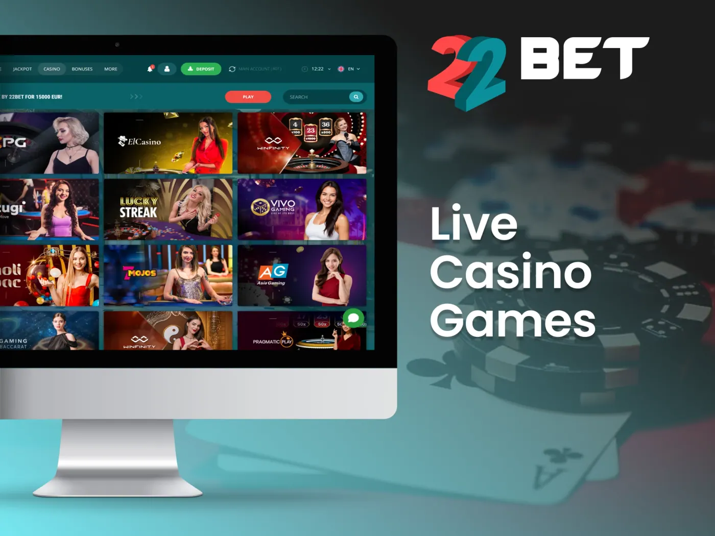 Get ready for an immersive experience at the 22Bet live dealers games.