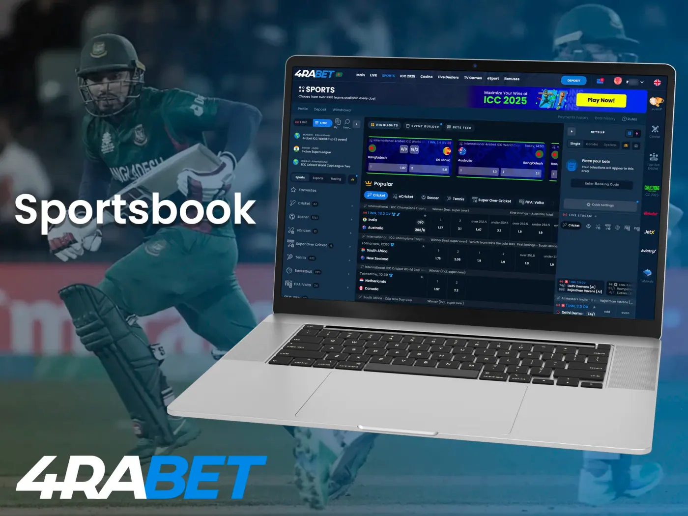 Bet on sporting events at 4rabet website.