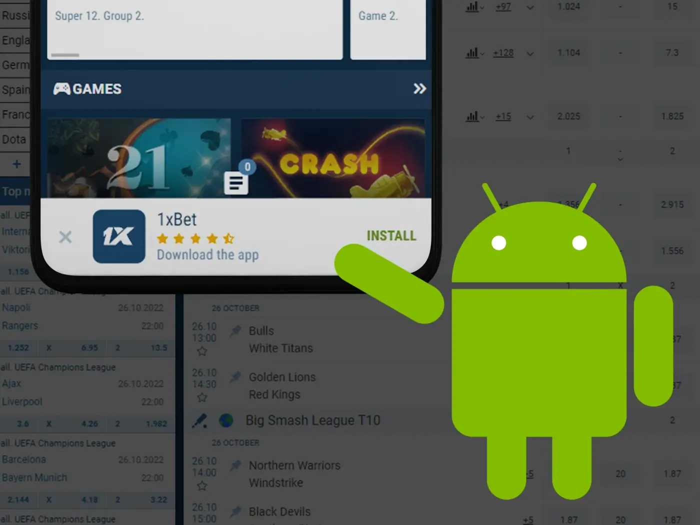 Install betting company app using guide at main pages.