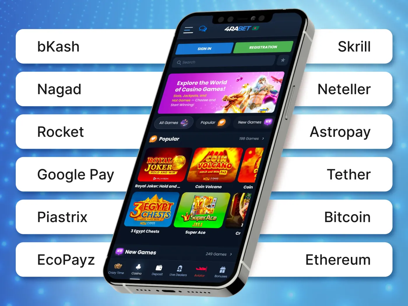 Payment options at casino apps.