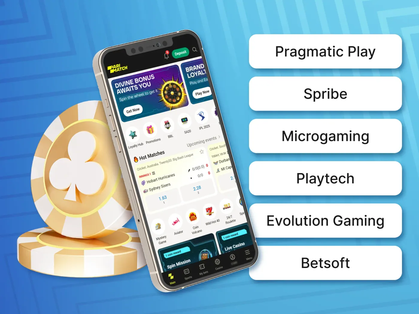 Game providers at casino apps.
