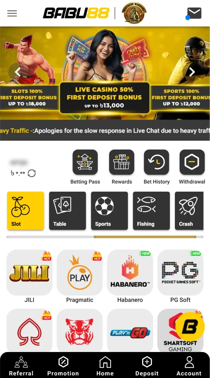 Casino section of the Babu88 app is designed for user convenience.