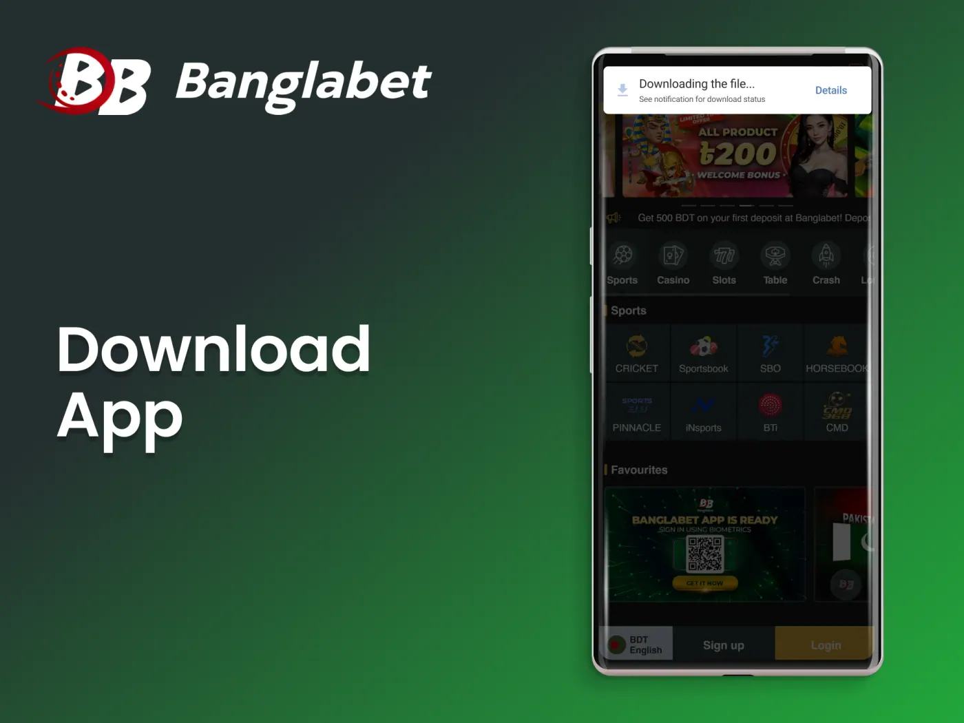 Start downloading the Banglabet casino app.