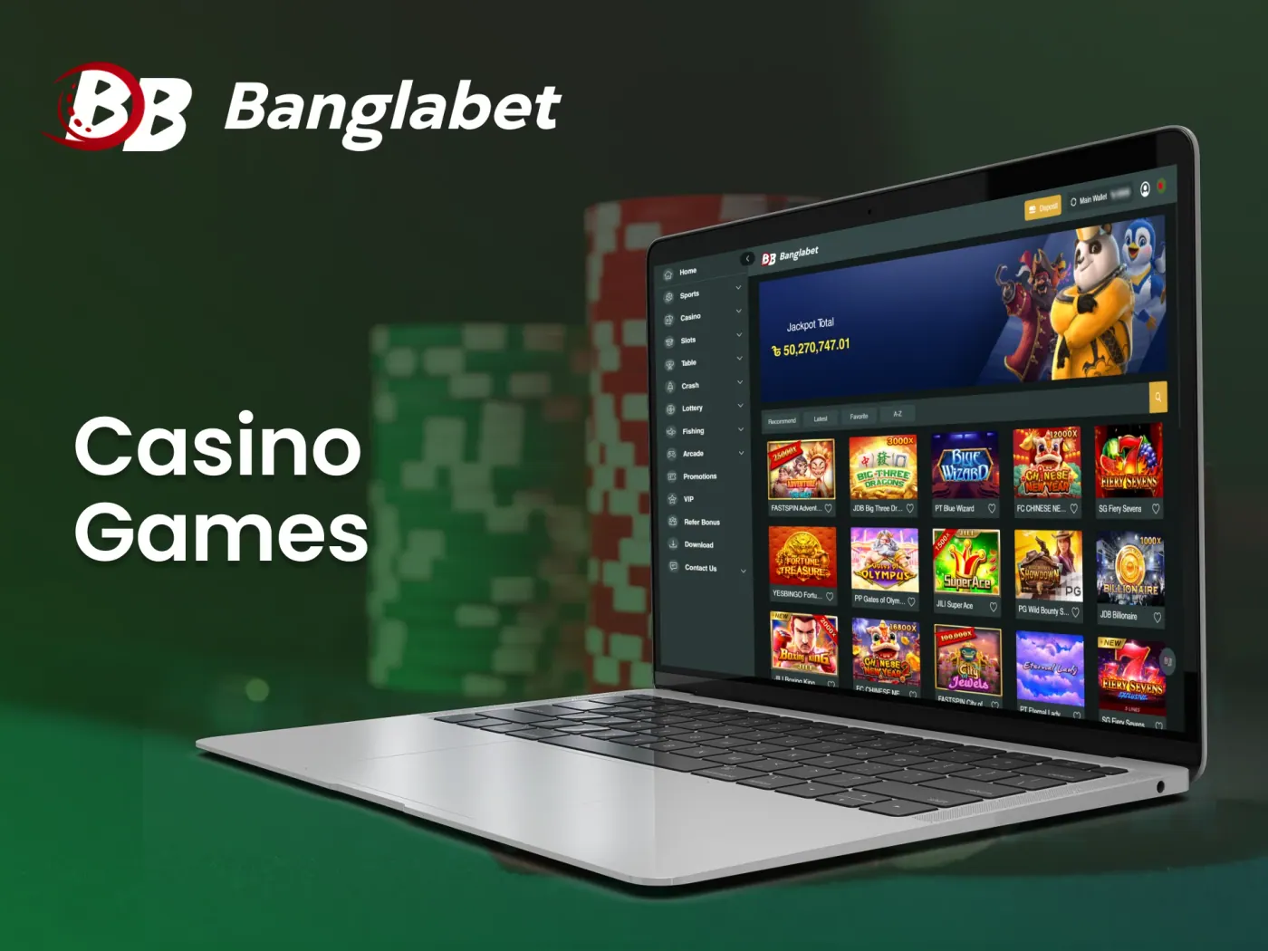 Play a wide variety of over 1000 classic and modern games at the Banglabet online casino.