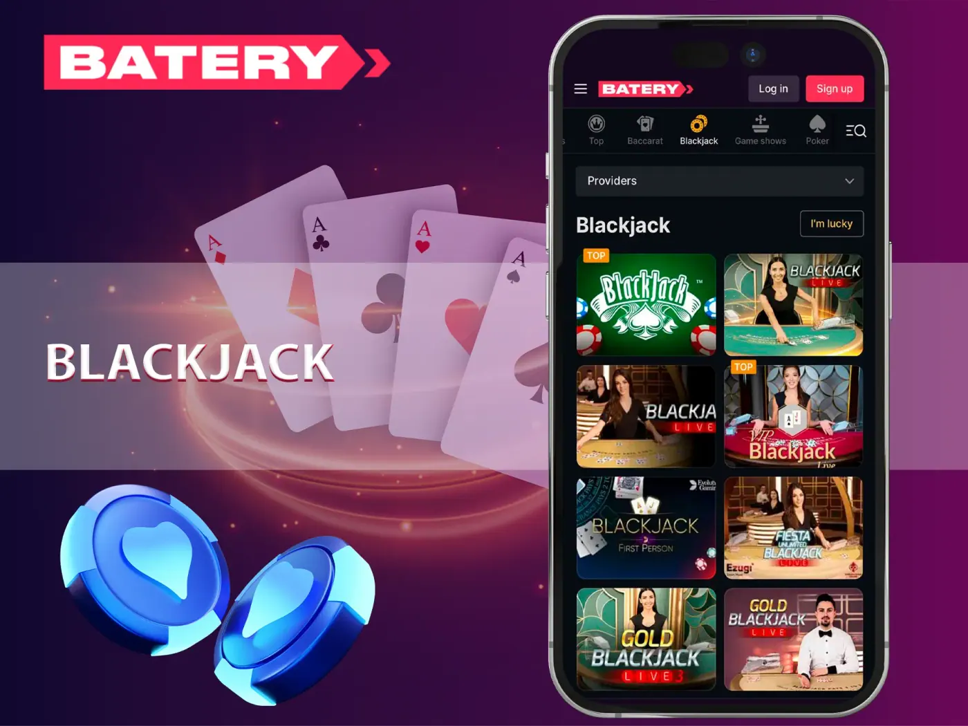 Live blackjack at Batery Casino.