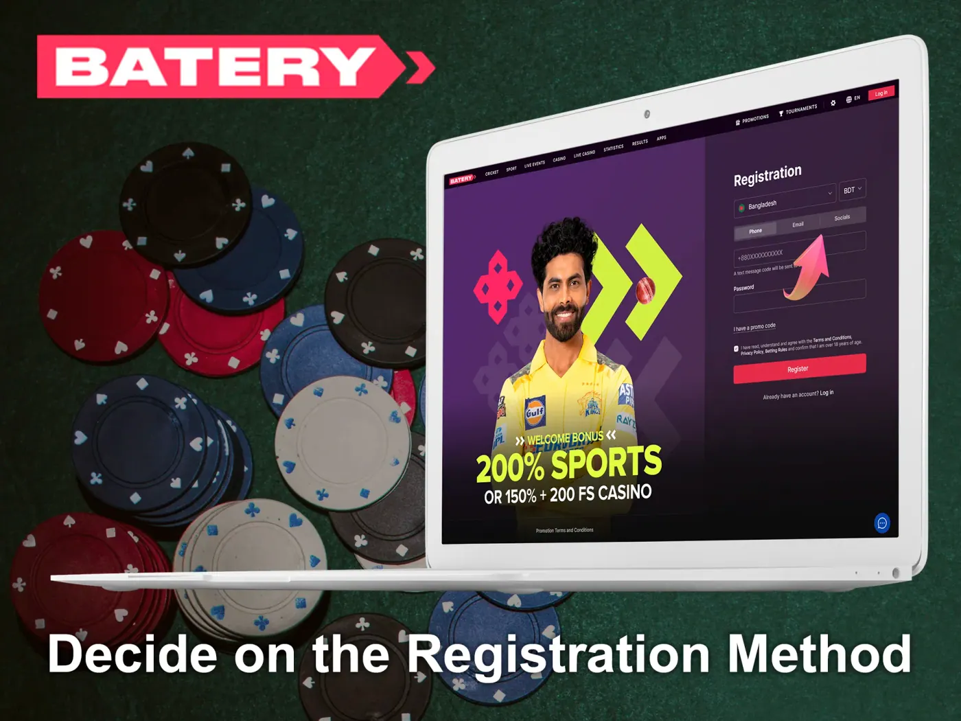 Choose a suitable registration method at Batery.