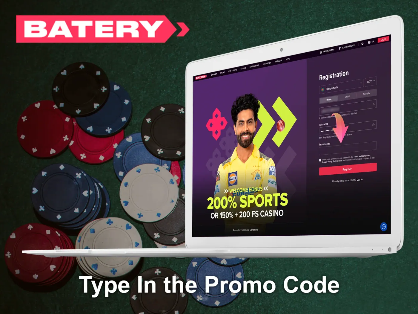 Enter the promo code at Batery website, if you have one.