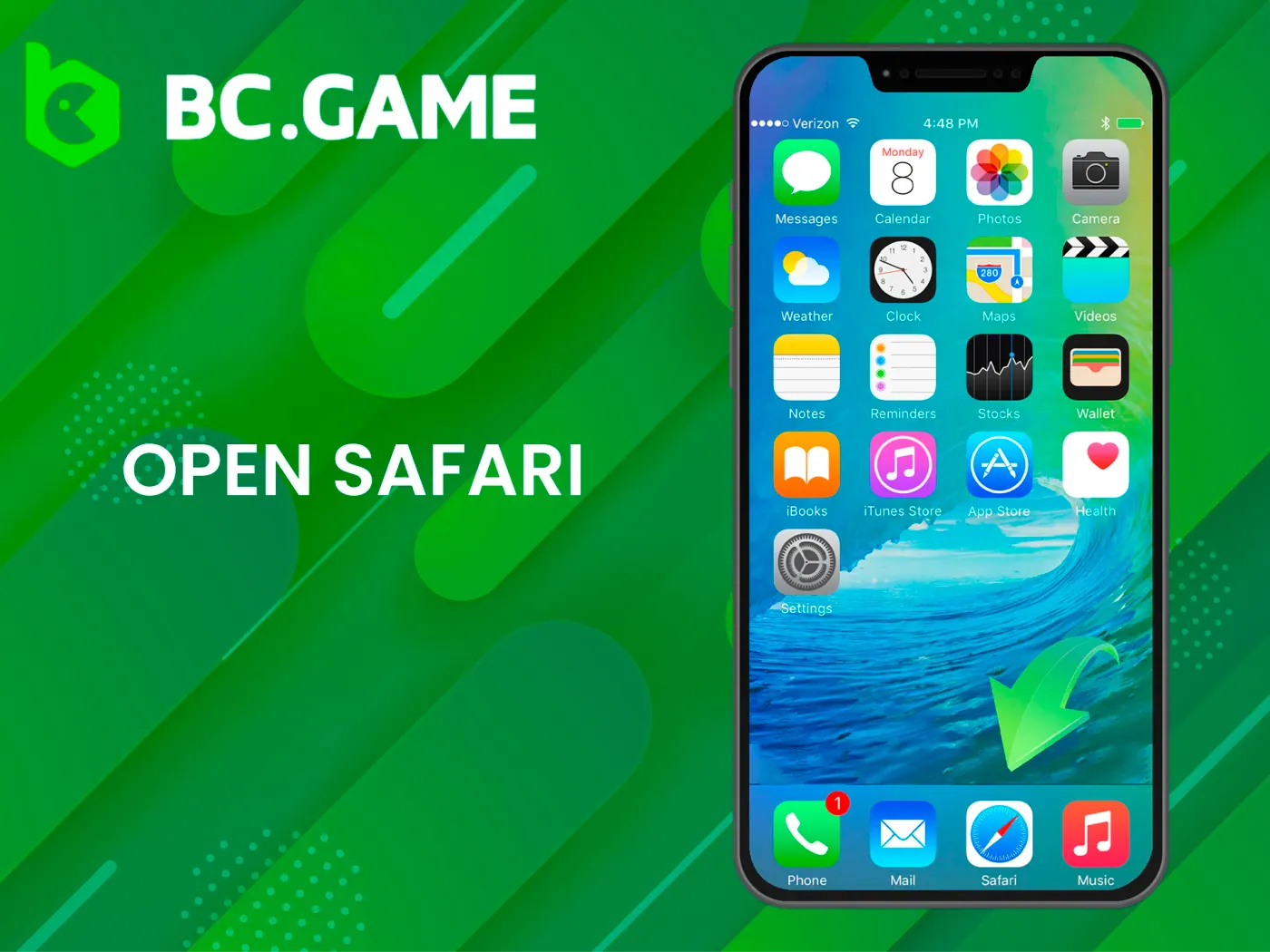To download BC Game app, open Safari on your iOS device.