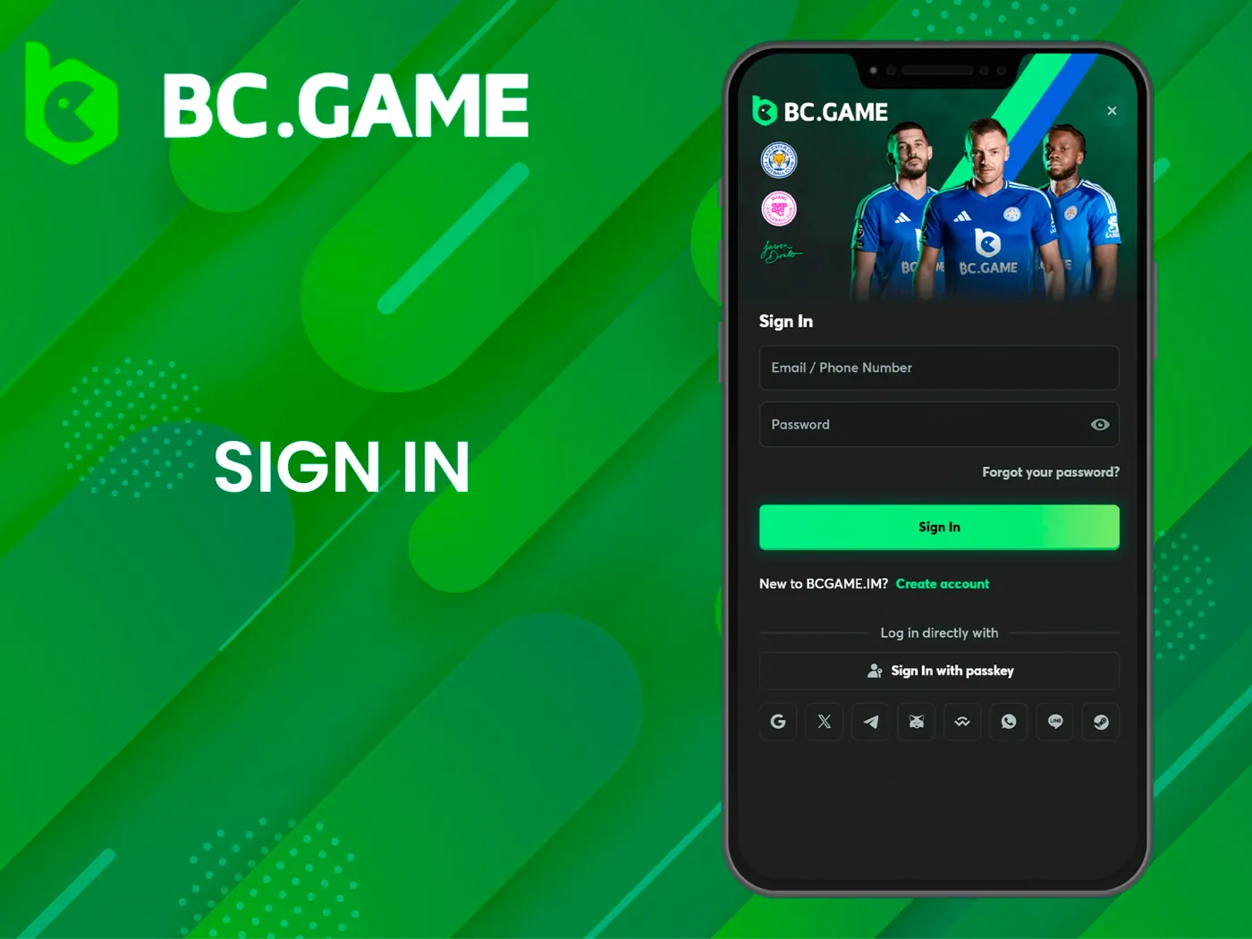 Open BC Game app and log in to the account.