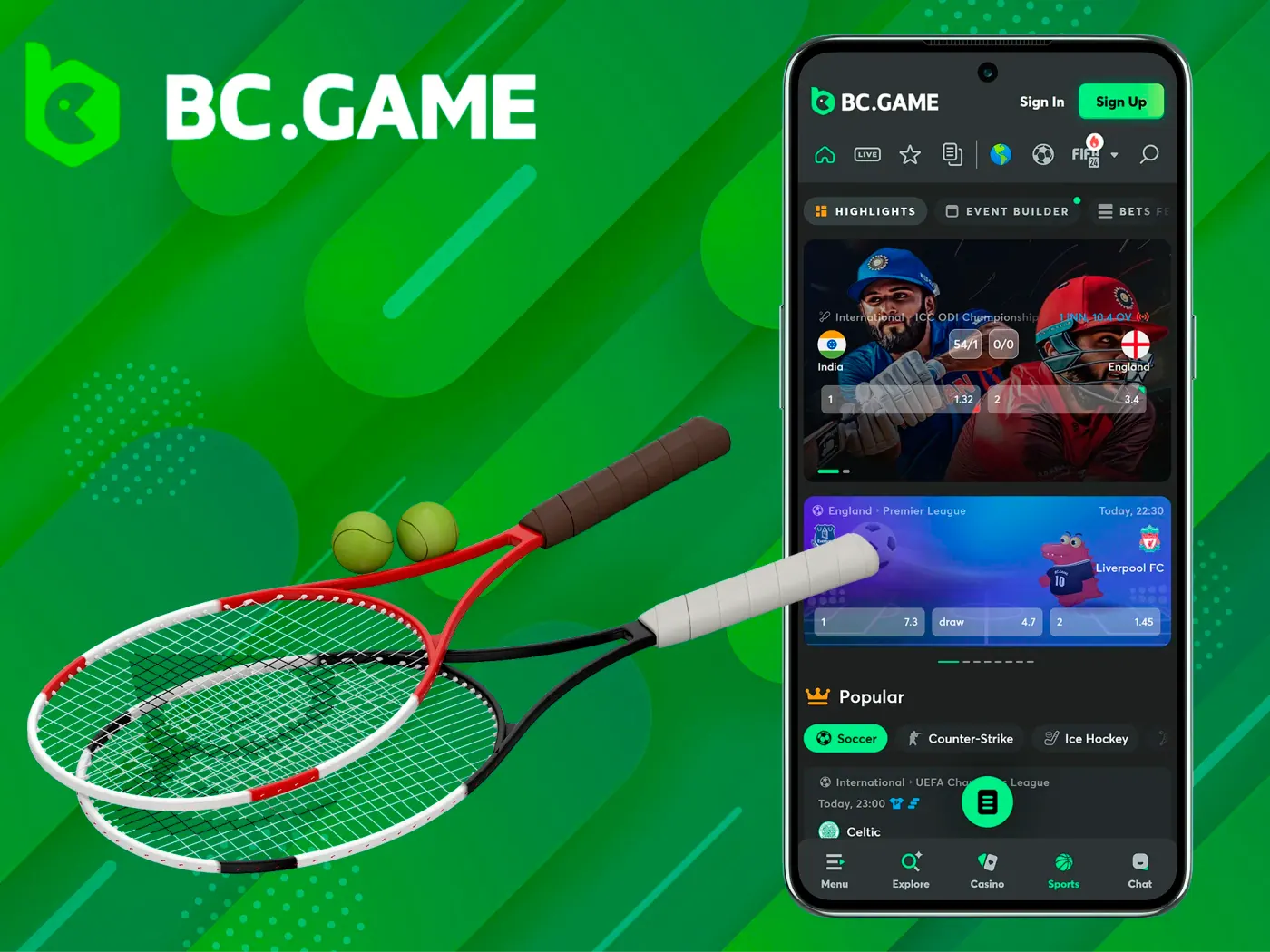 BC Game sportsbook lets users place bets on many sports.