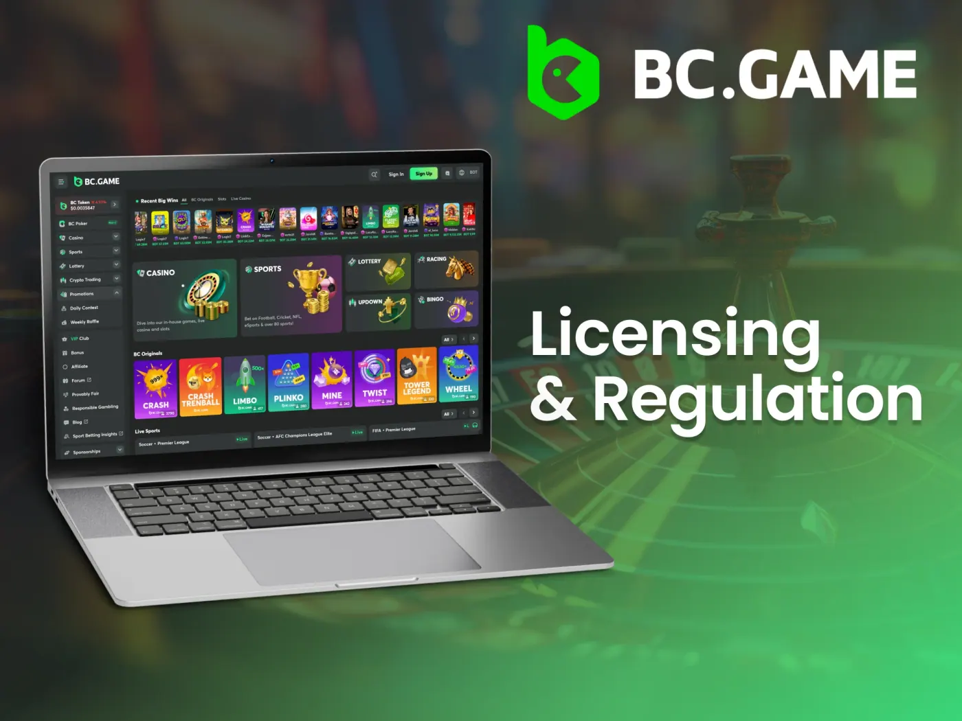 BC Game casino licensing.