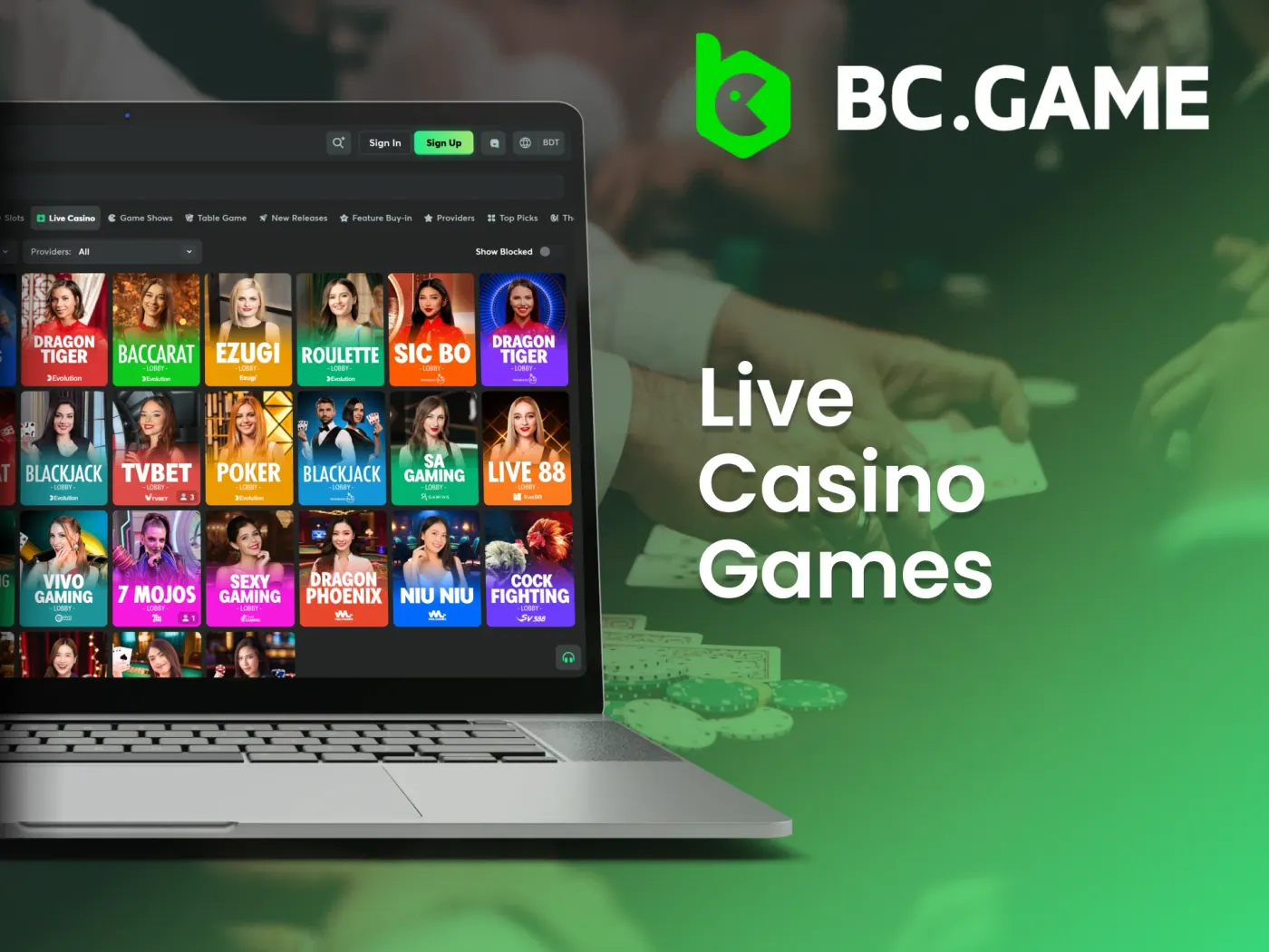 Experience the immersive atmosphere of BC Game’s live casino.