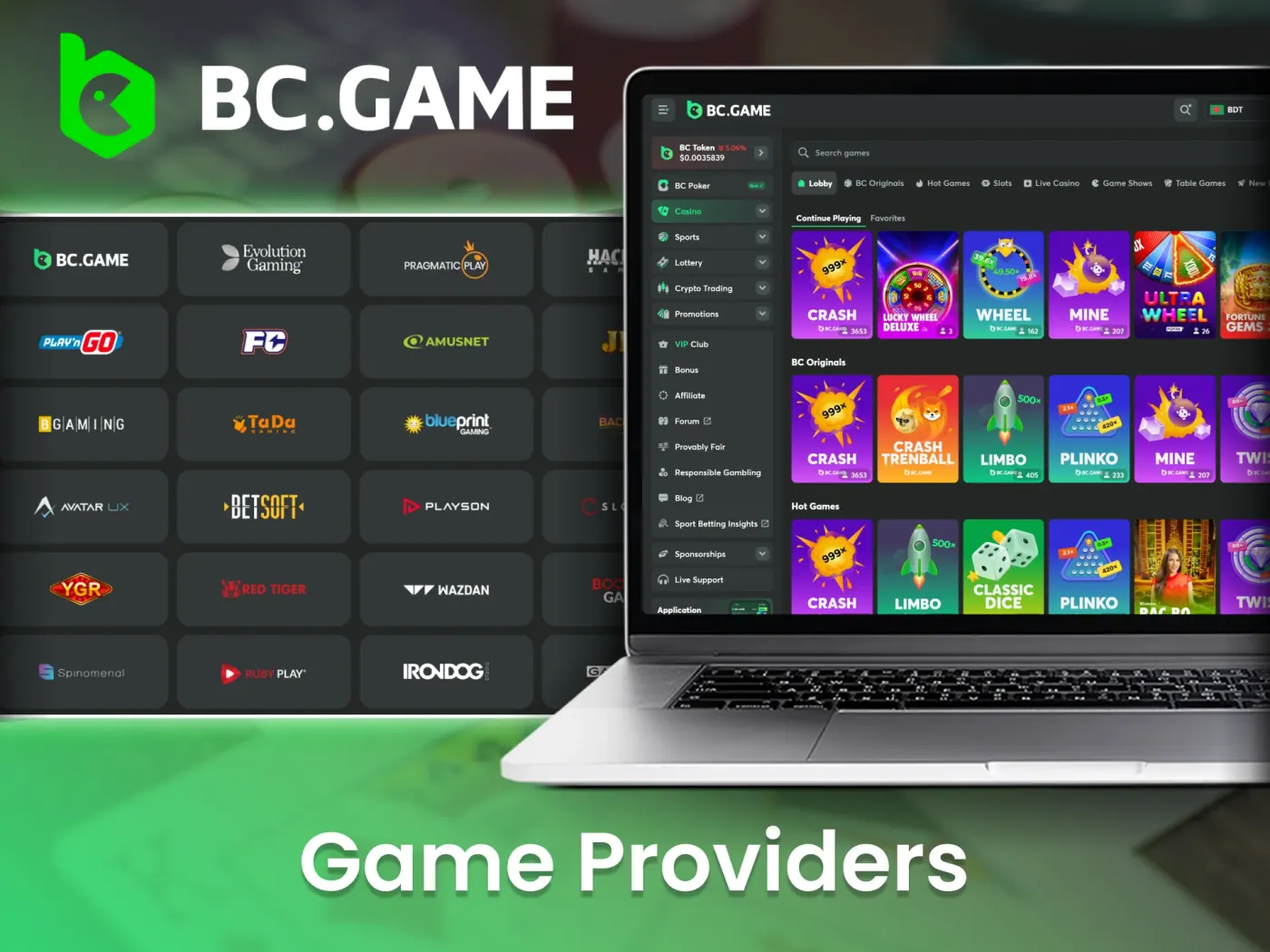 BC Game collaborates with top-tier game providers for a superior gambling experience for all players.