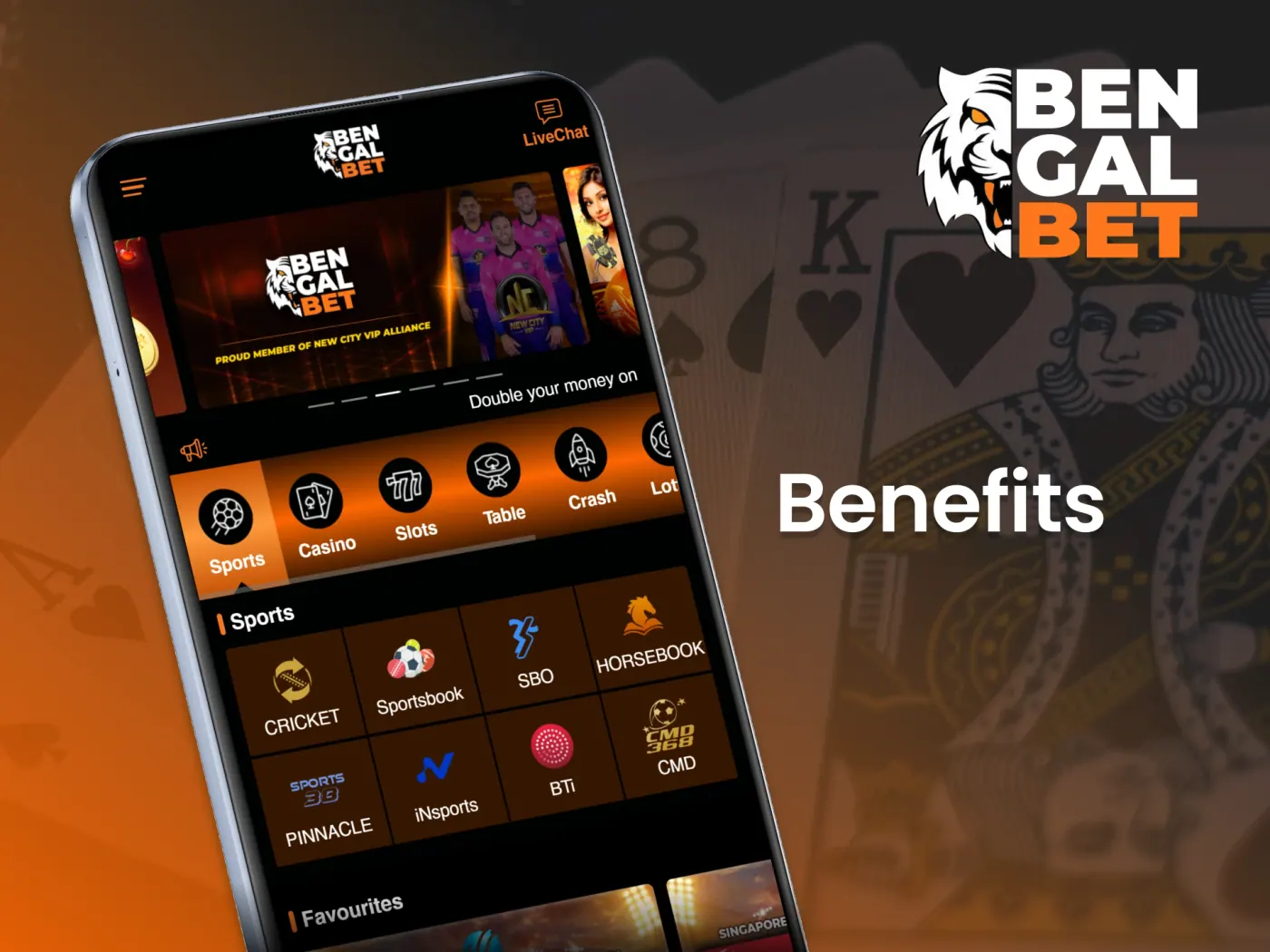 Gamble online easily with the Bengalbet casino app.
