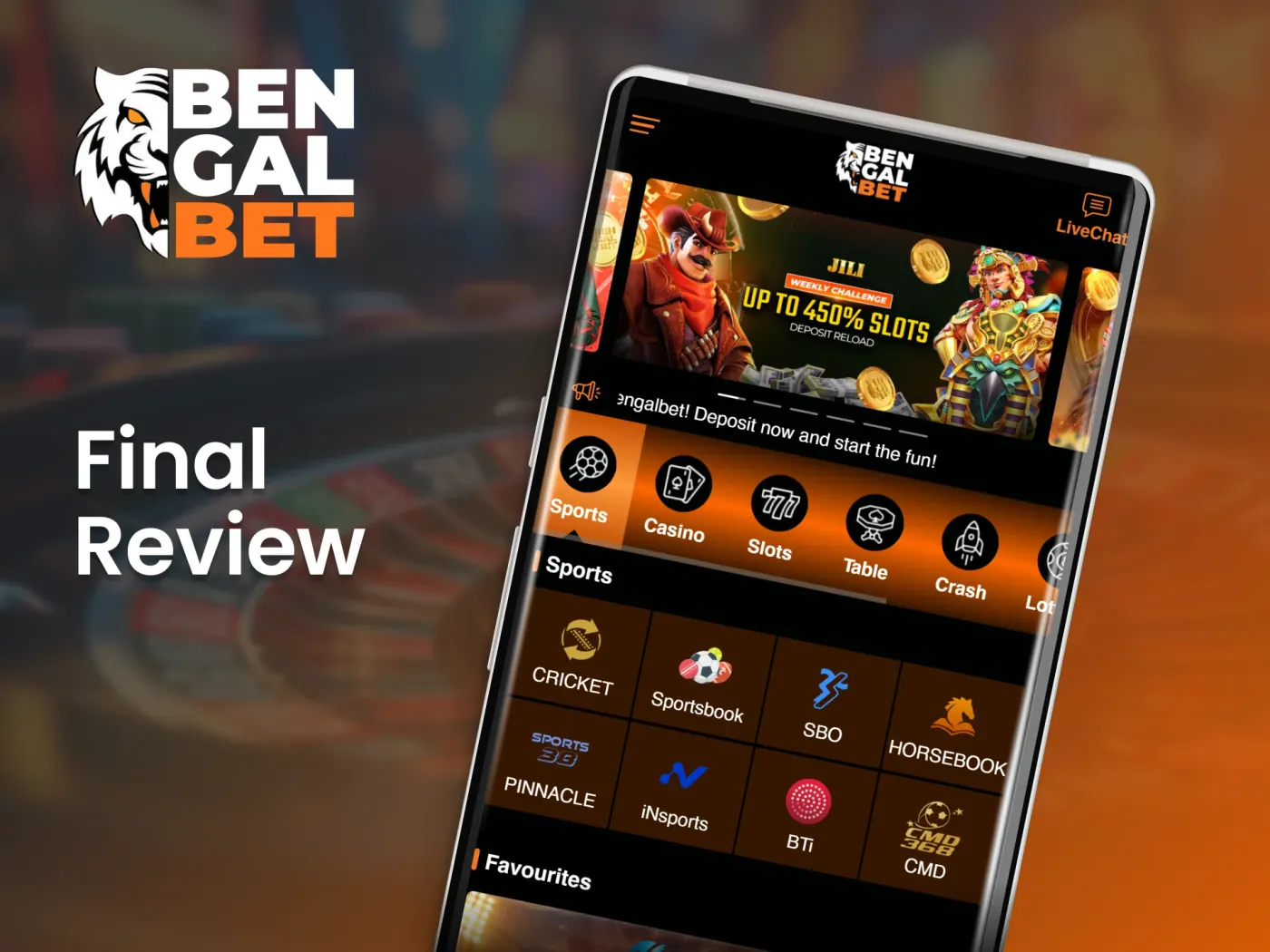 Check out a diverse range of casino games and sports betting options available on the Bengalbet app.