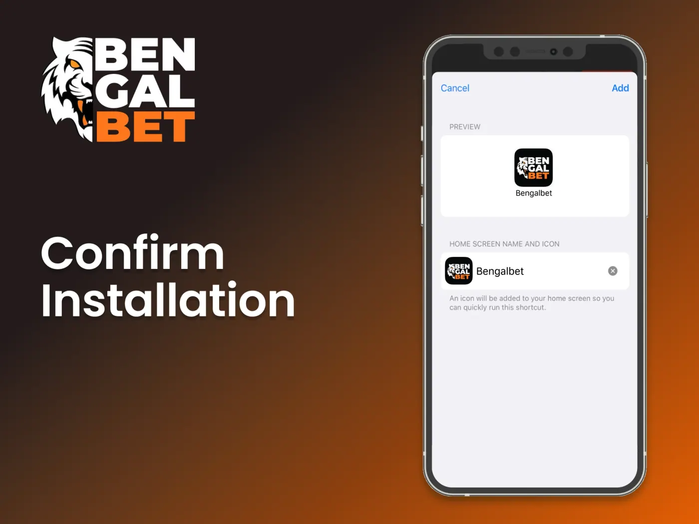 Save a shortcut for quick access to Bengalbet.