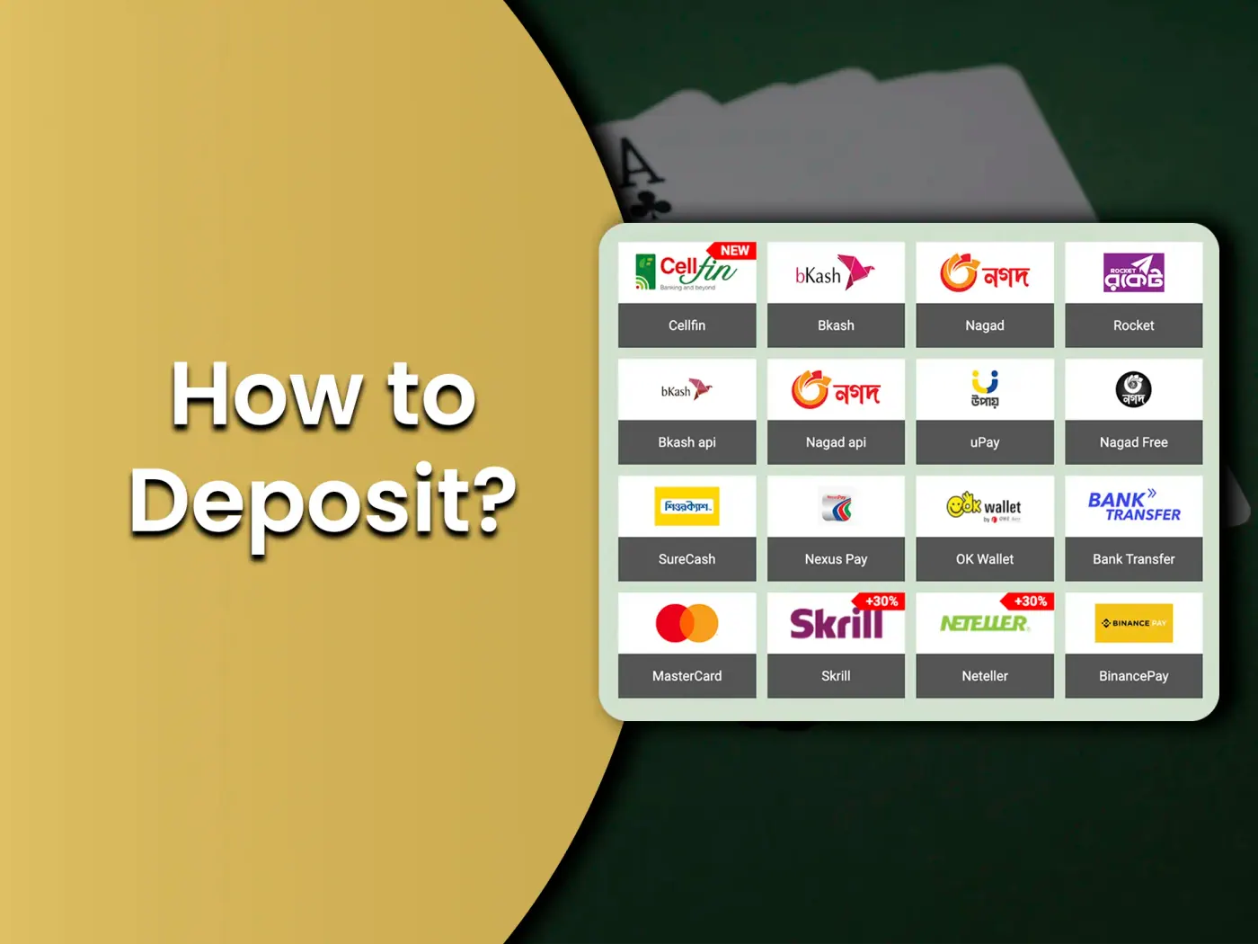 Explore the available deposit methods for playing Andar Bahar.