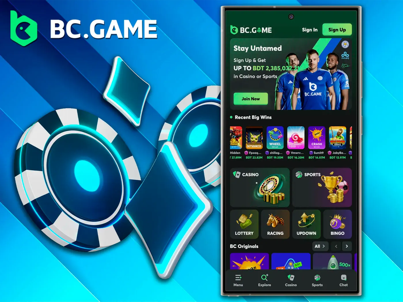 Popular payout games are available on the BC Game app.