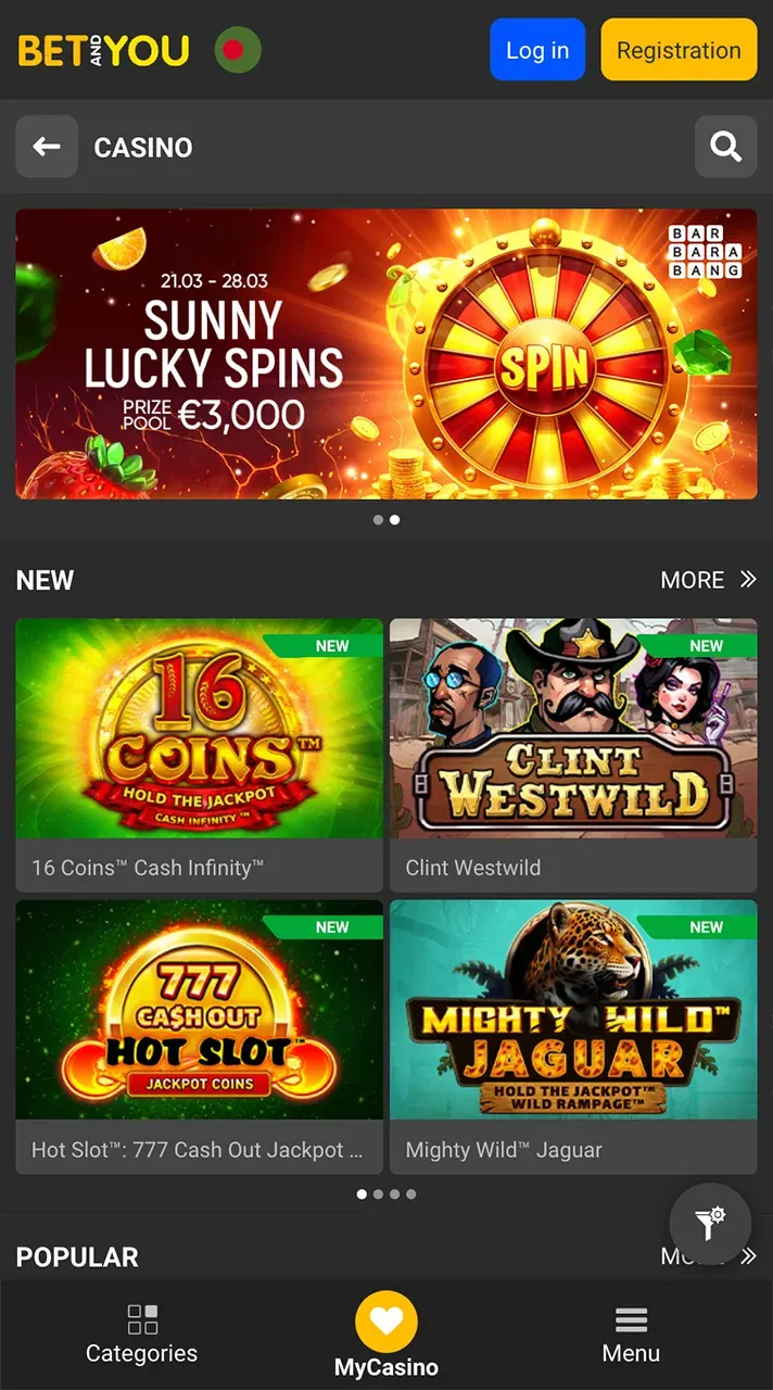 Betandyou casino page.
