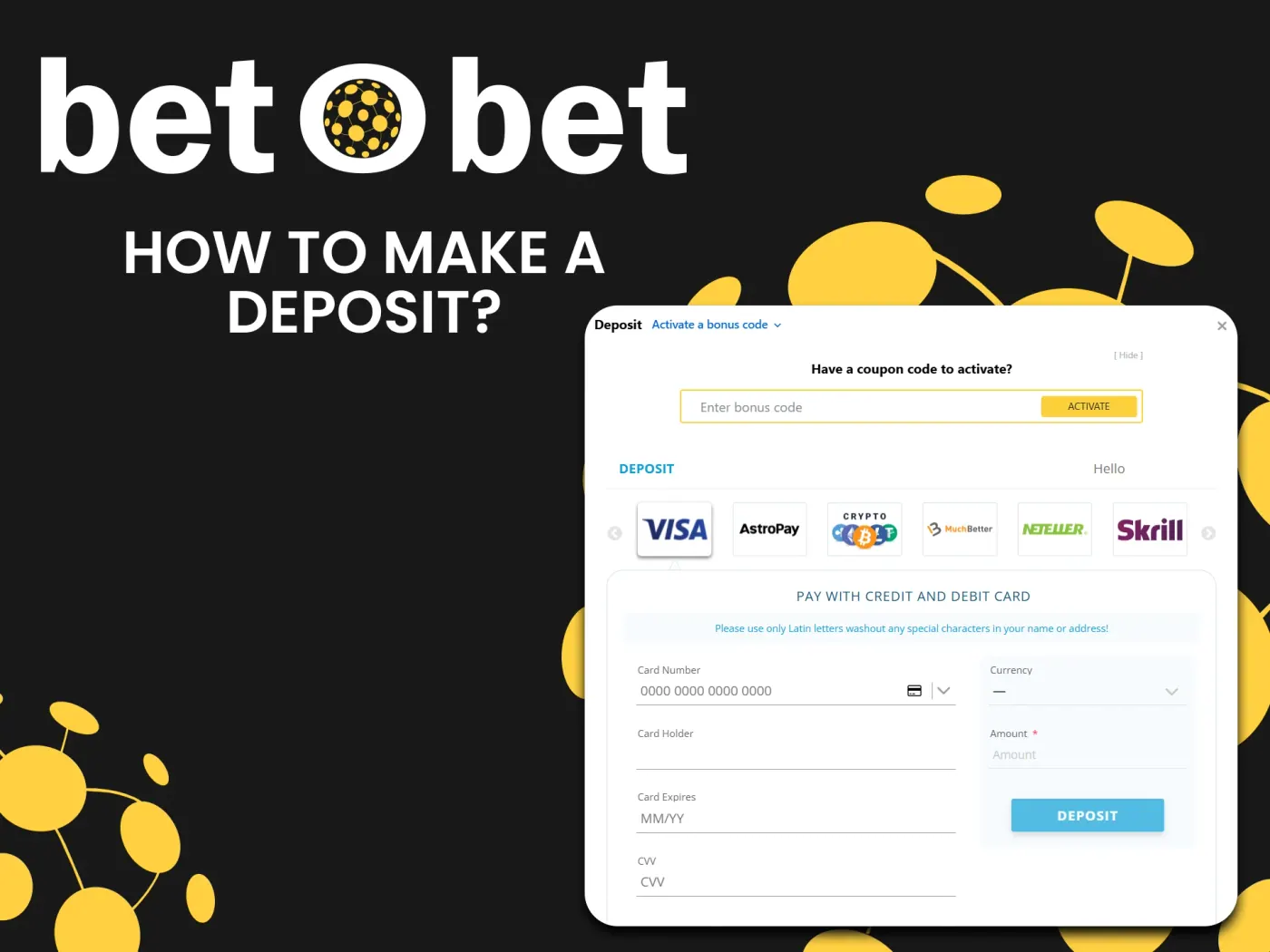 How to make a deposit at Betobet casino.