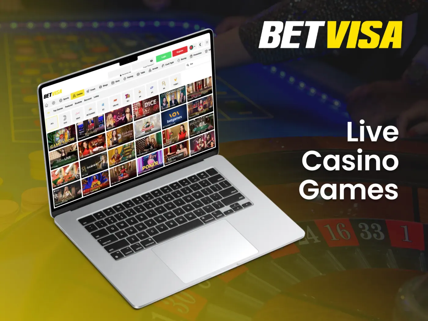 Betvisa Casino offers a variety of live casino games with real dealers.