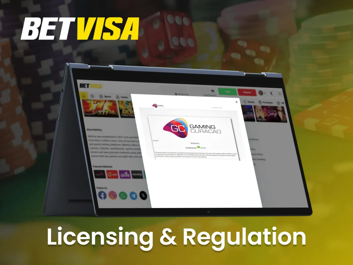 Betvisa Casino licence information.