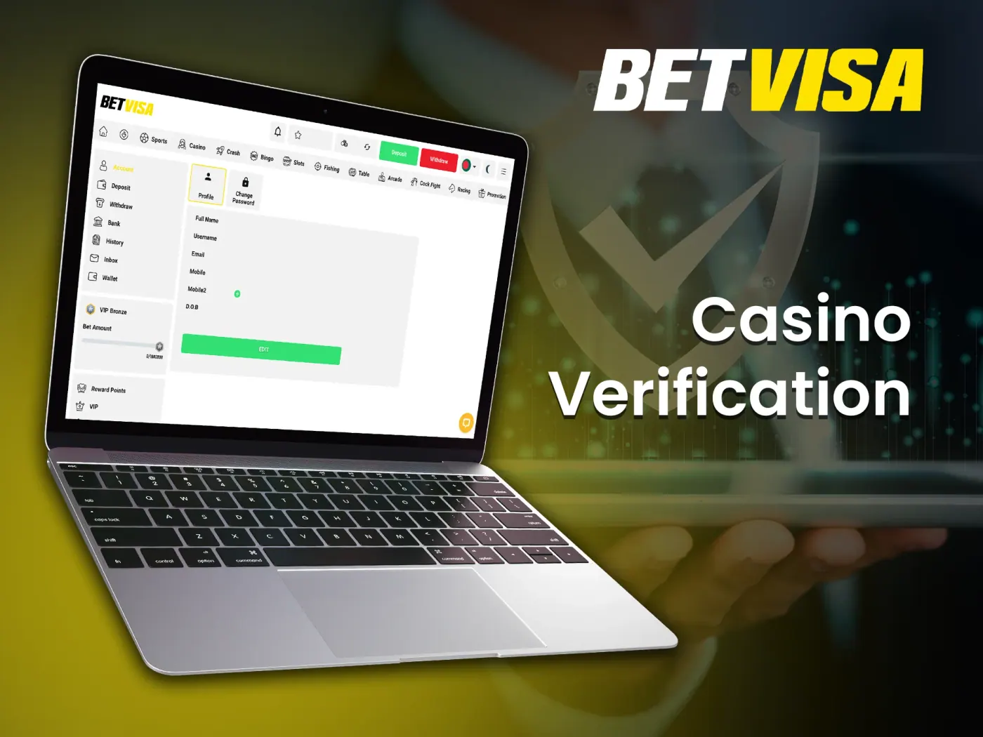 Betvisa casino account verification.