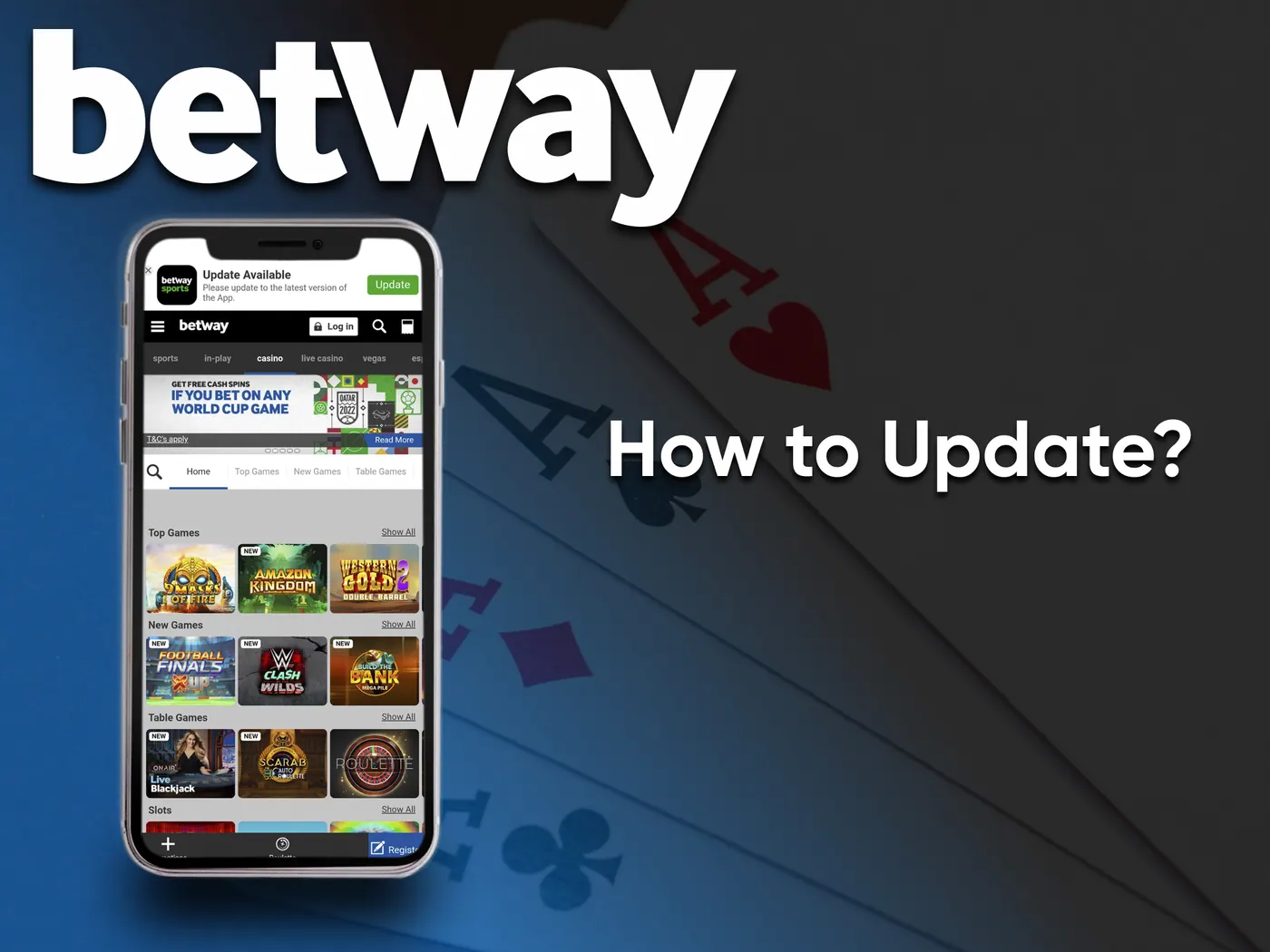 Updating the Betway casino app.