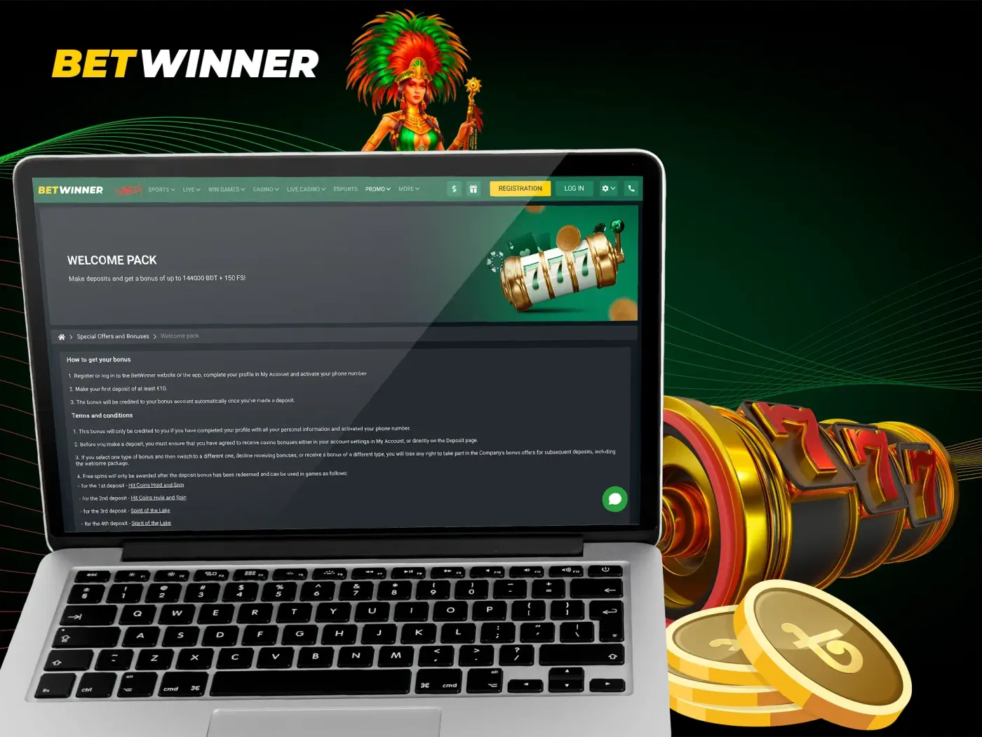 Betwinner casino welcome package.