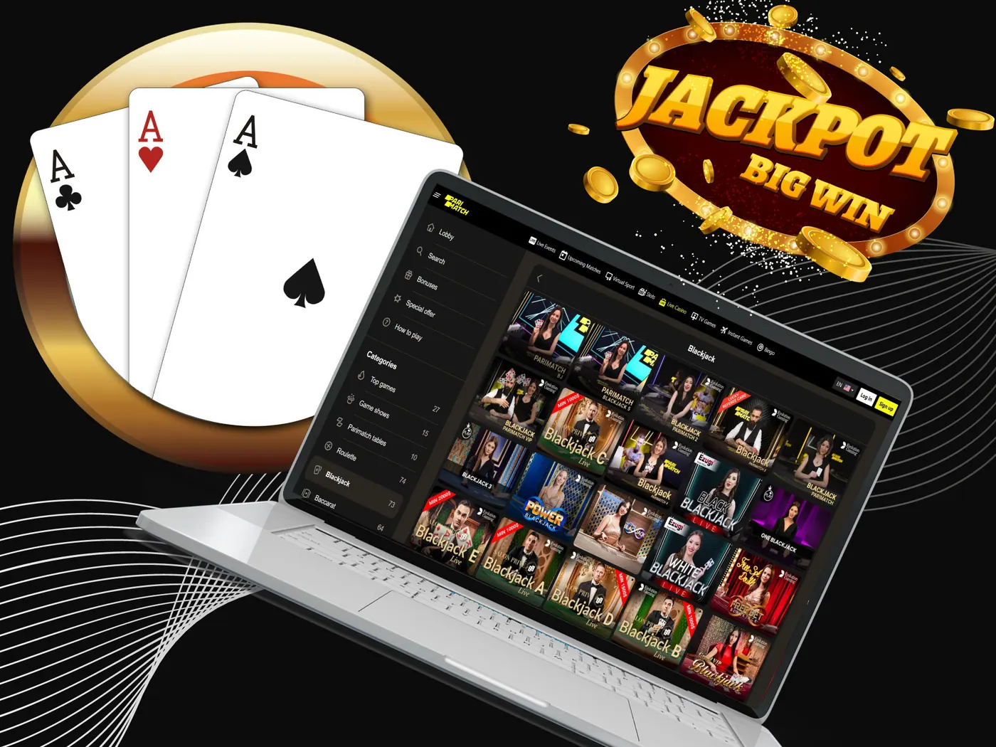 Blackjack casino card game.