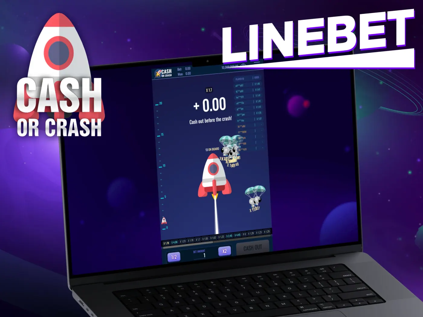 Play Cash or Crash after registration at Linebet.