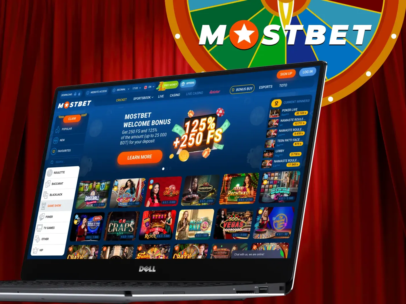 Create an account at Mostbet and play show games.