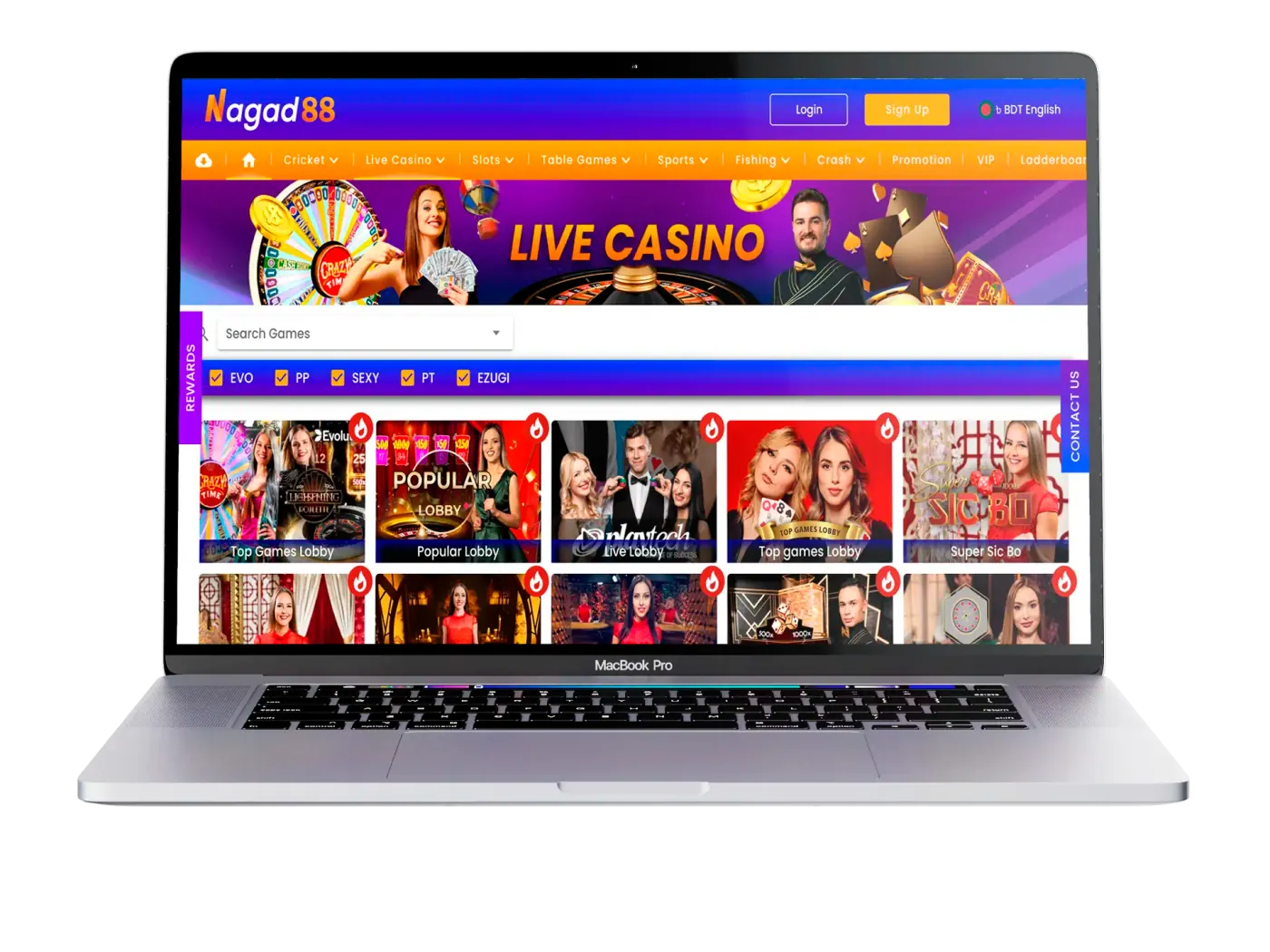 Enjoy the well-designed casino interface on the Nagad88 app and website.