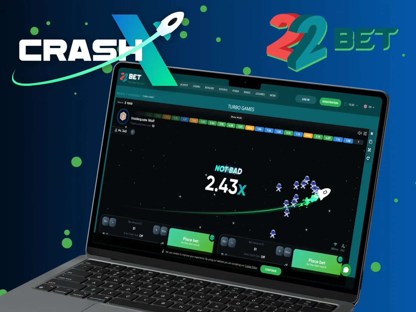 CrashX at 22Bet.
