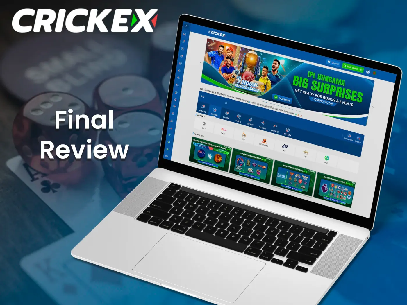 Final review of the Crickex casino and betting platform.
