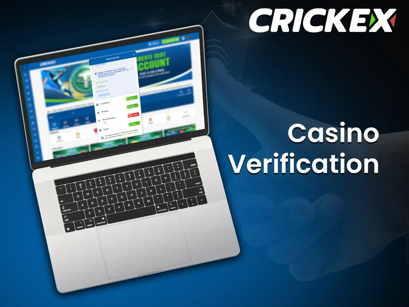 Crickex casino account verification.