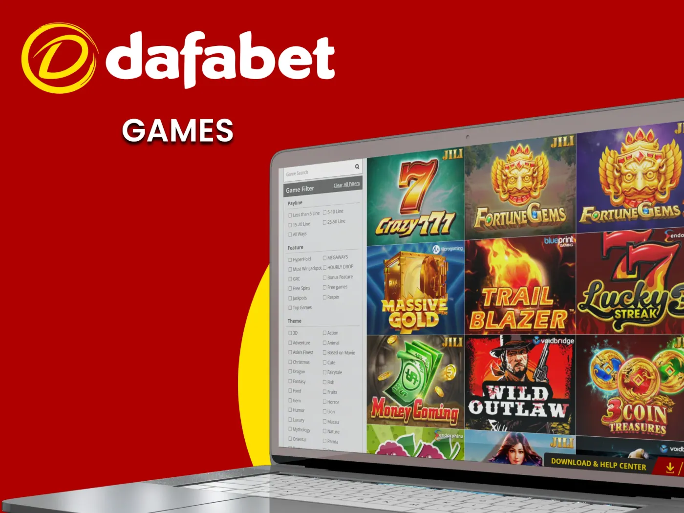 Dafabet casino games section.